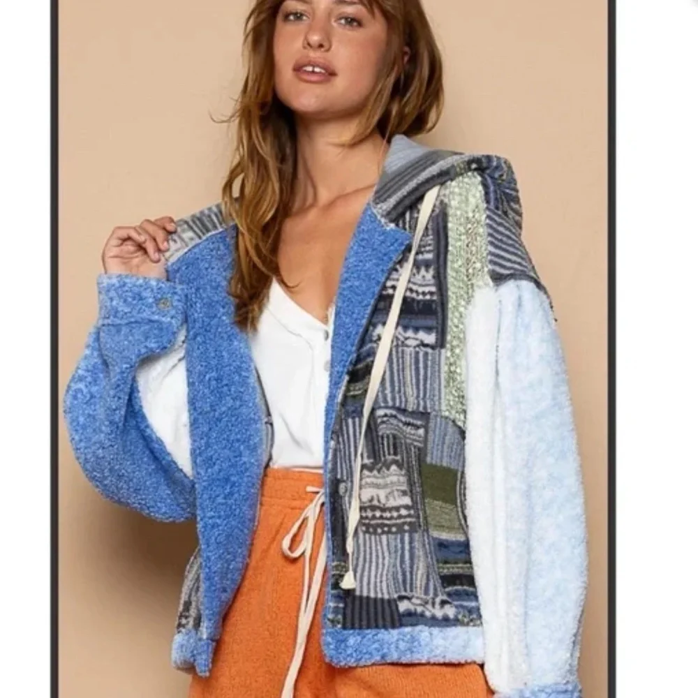 $39 START #40 POL Super Soft Fleece Long Sleeve Exposed Seam Hoodie Jacket BR36_6